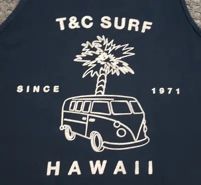 T&C Surf Designs Hawaii Men's Large Dark Blue Tank Top VW Surf Bus • $19.95