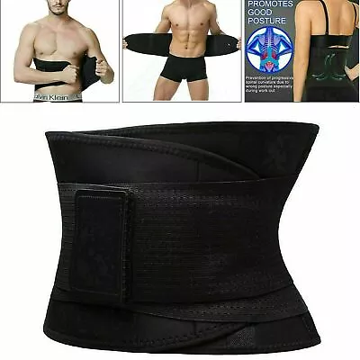 Black Waist Trainer For Men/Women Cincher Trimmer/Belt Shapewear Gym Body Shaper • £6.05