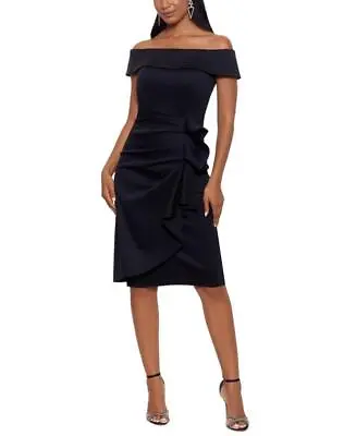 New $209 Xscape Women's Off The Shoulder Ruched Sheath Short Sleeve Dress A2350 • $29.99