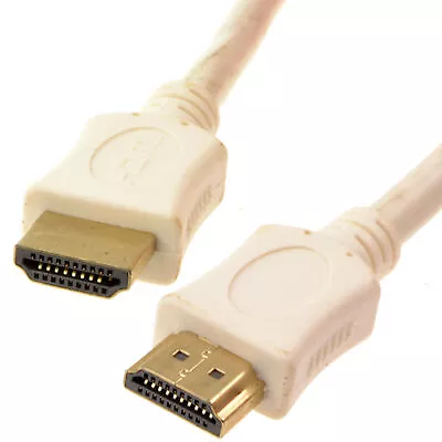 HDMI 1.4 Video Cable 3D Smart TV PC DVR NVR Off-White MARKED 1m/2m/3m/5m/10/20m • £6.66