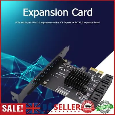 6 Port SATA III PCIe Expansion Card 6Gbps SATA To PCI-e 1X Controller W/ Bracket • £22.14