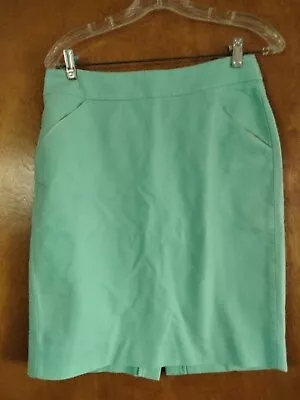 J.Crew Woman's Pencil Skirt 4 Mint Green Cotton Twill Straight Fit Knee Length • $20