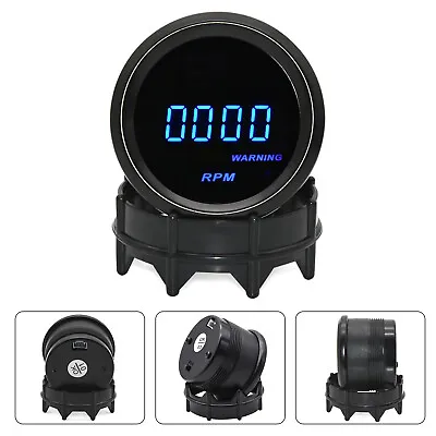 2  52mm Digital Car Tachometer Blue Led Tacho Meter Gauge 0-9999 RPM Smoked Face • $17.09