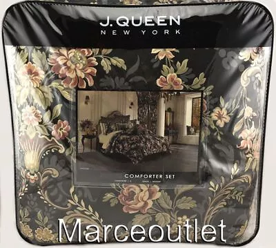 J. Queen New York Chanticleer 4 Piece QUEEN Comforter Set Black Multi • $27