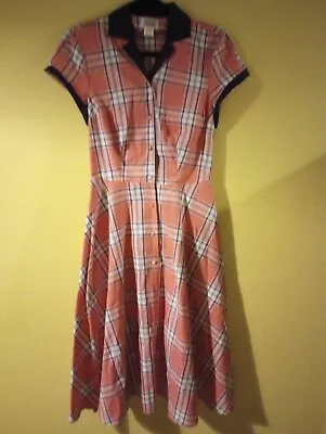 Unique Vintage Brand Retro 1950s Style Swing Dress Pink Blue Plaid Barbie Small • $32