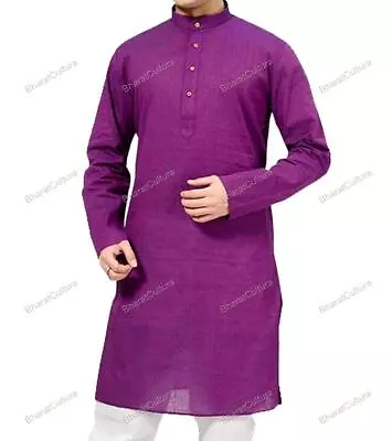 Mens Kurta Ethnic Wear Traditional Mens Shirt Kurta Cotton Indian Clothing • £16.93