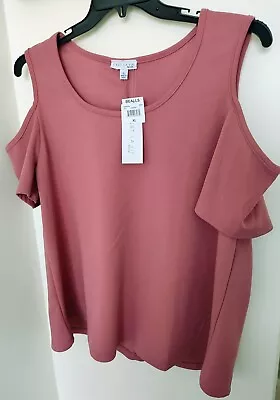 C'est La Vie Women's Cold Shoulder Blouse - Size XL Dusty Rose New W/tags  • $14.19