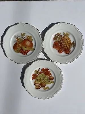 $25 • Buy Vintage Winterling Roslau Bavaria Salad Plates 7.5  Pine Strawberry Gold Trim