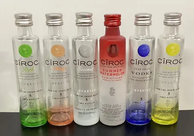 Lot Of 6 Mini Liquor Bottles 50ml Ciroc Vodka Glass Bottles • $7.97