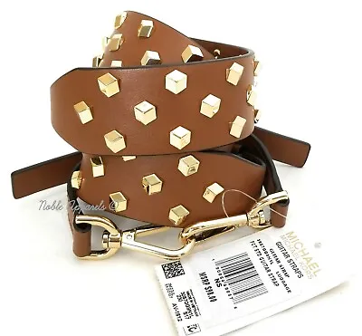 MICHAEL KORS Faceted Stud Leather Handbag Strap Luggage Gold Moto Punk Rock • $47