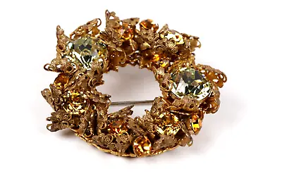 Miriam Haskell Wreath Filagree Gold Massively Stunning Early Brooch! 2 1/2  • $522.31