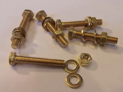 £2.99 • Buy M5x30 Brass Hex Head Bolts Nuts & Washers (pack 0f 5) Brass Set Screws X5
