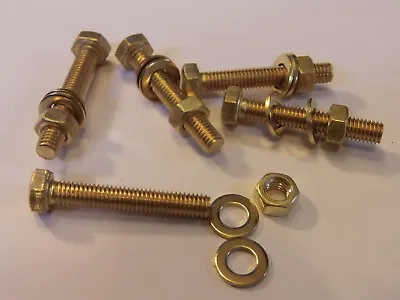 M5x30 Brass Hex Head Bolts Nuts & Washers (pack 0f 5) Brass Set Screws X5 • £2.99