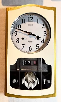 Antique Seikosha 30DAY Pendulum Clock Cuckoo Crest Pillar Clock Bonbon Retro • $564.19