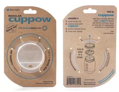 Cuppow Drinking Lid Fits Wide Mouth Mason Jars BPA & BPS Free Made In The USA • $9.99