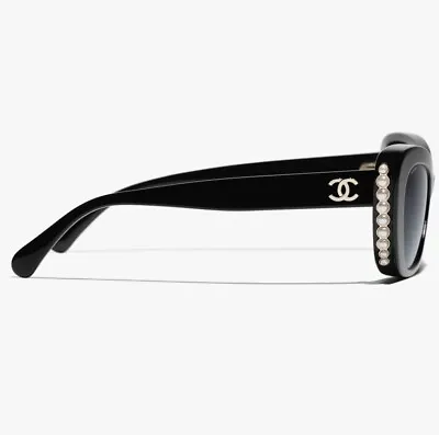 Authentic Chanel 5481H  Cat Eye Sunglasses W/ Glass Pearls Acetate  Black/Gold • £474.02