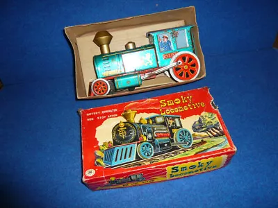 Vintage Battery Operated SMOKY LOCOMOTIVE Tin Litho Train MODERN TOYS 3177 Japan • $12.95