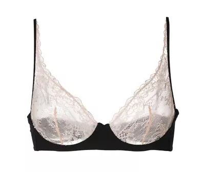 NEW Maison Close Fr 85D US 32D Le Cavaliere Lace Balconette Black Rose Bra • $49