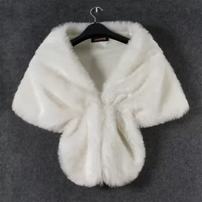 High-grade Elegant Bridal Wedding Faux Fur Long Shawl Stole Wrap Shrug Scarf • $19.19