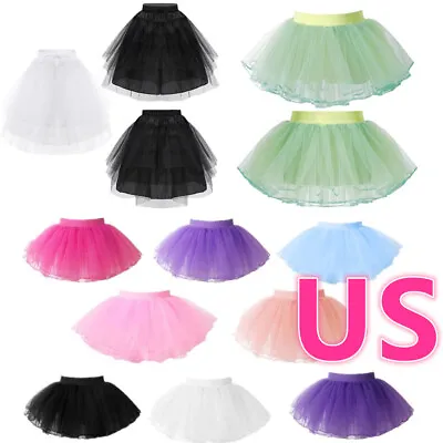 US Toddler Girls Tutu Skirts Birthday Ballet Dance Tulle Skirt Dancewear Costume • $7.11