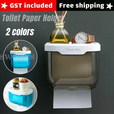 Toilet Paper Holder Waterproof Wall Mount Roll Paper Dispenser Tissue Box Shelf • $13.69