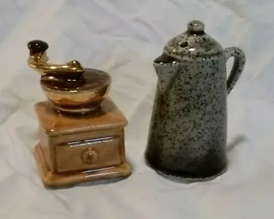 Vintage Arcadia Miniature Coffee Pot & Coffee Grinder Salt And Pepper Shakers • $24.77
