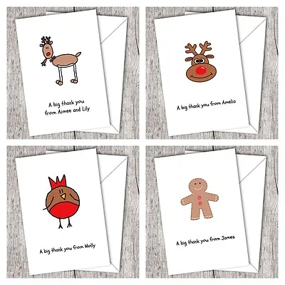 £0.99 • Buy Christmas Thank You Cards ~ Personalised ~ Folded ~ (Blank Inside) DD1