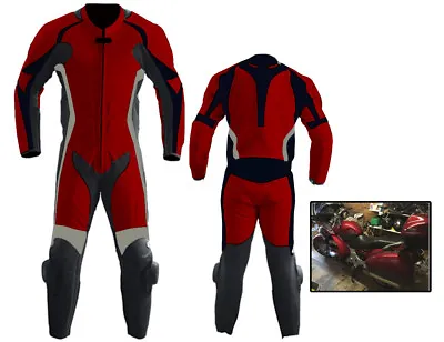 $284.75 • Buy Mens A Grade Leather Motorcycle 1PC Suit Motorbike Rider Racing Armour Sports AB