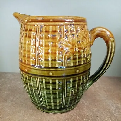 Antique Victorian Brown And Green Treacle Glazed Majolica Jug 3.5 Pints • £6.95