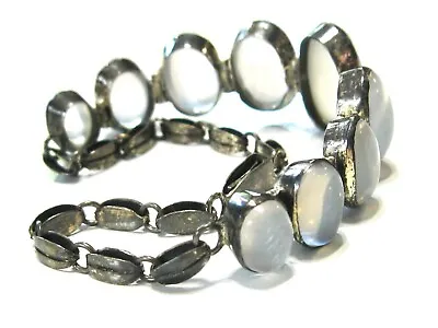 Rare Antique High Grade Moonstone  Bracelet Oval Cabochons & 925 Sterling Silver • $799