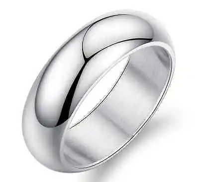 Stainless Steel 316L Silver Comfort Fit Plain Dome Wedding Ring & Band 7MM • $6.98