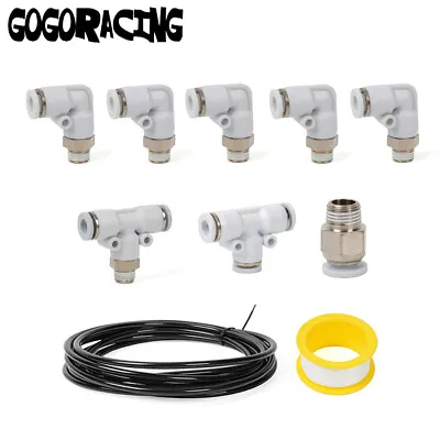 PU Air Hose Tube Kit 6mm OD 1/4  Push To Connect Air Fittings Air Line Pipe • $16.95