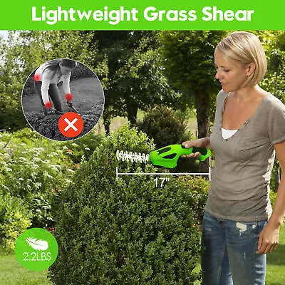 17in Cordless Hedge Trimmer Cutter Grass Shear Garden Handheld Hedge Shrub UK • £23.99