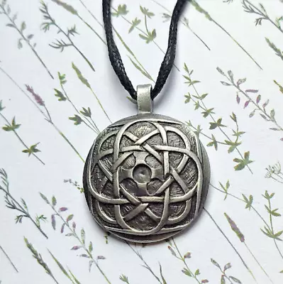 Tomtain Celtic Knot Mandala Pewter Pendant On Cord Necklace For Good Luck • $9.96