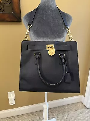 Michael Kors Hamilton Large Navy Blue Saffiano Leather Handbag Crossbody - Nice! • $72