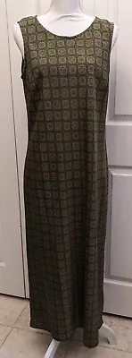 Woman's Vintage 80's 90's Long Dress Sz 12 Sleeveless Olive Green Lightweight  • $23.99