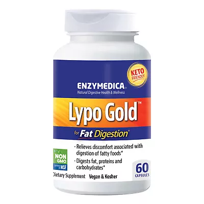 Enzymedica Lypo Gold 60 Capsules Digestive Aide Keto-Diet Friendly Non-GMO • $22.89