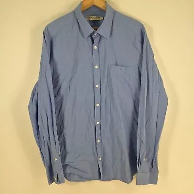 RM Williams Mens Button Up Shirt Size XL Blue Long Sleeve Collar Cotton 079621 • $29.95