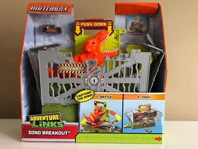 Matchbox Adventure Links Dino Breakout Toy Car Playset - NEW IN A BOX • $95