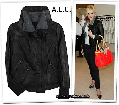 A.L.C. Women’s Black Leather Jacket Sz 2 Y2K ASO Gwen JLo Teasdale Celebrity • $129.99