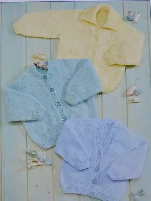 (305) Knitting Pattern DK Baby Toddler Raglan Cardigans 3 Versions 16 - 24  • £2.79