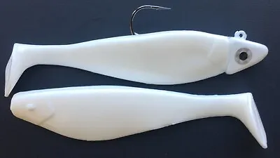 2oz Shad Jig 7/0 Hook With 6in Shad Body Striper Rockfish Lure- White • $11.99