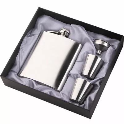 Jack-Daniels-Hip-Flask-gift-set-Portable-Pocket-Stainless-Steel-flask-NEW!!! 7oz • £13.19