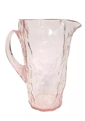 Morgantown Seneca Driftwood Pitcher In Pink -48oz Vtg 9  Crinkle Glass Pitcher  • $42.15