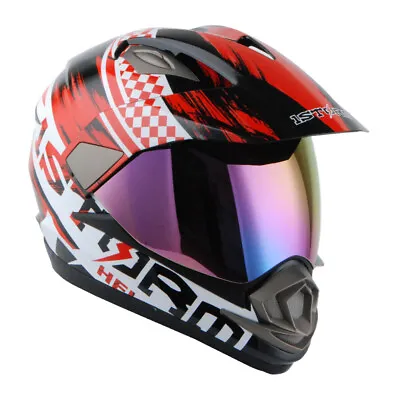 New Dual Sport Motorcycle Motocross MX ATV Dirt Bike Full Face Helmet Storm Red • $74.95