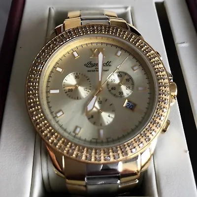 £224.99 • Buy Ingersoll Diamond Two Tone Gold Plated Mens / Ladies Watch Boxed, Rrp New £795