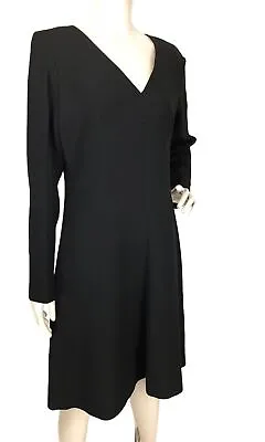 Yves Saint Laurent Black 100% Wool Darted Bust Vintage Sheath Dress Size 10 NWT • $427.50