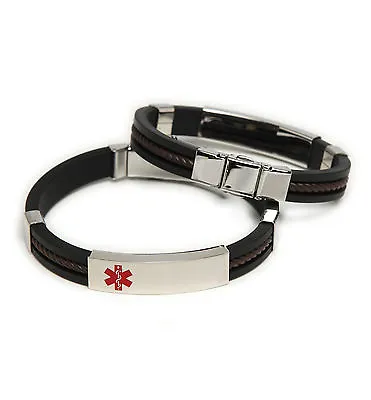 CLEARANCE! Diabetes Or Coumadin Unisex Medical ID Rubber/Stainless Bracelet  • $10