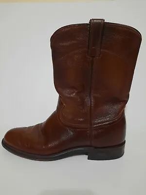 J Chisholm Boots Leather Cowboy 9 D 9D Cognac Leather Roper Riding USA Vintage • $49.99