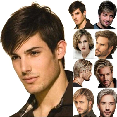 £8.63 • Buy Handsome Men Brown Short Straight Wig Causal Natural Full Fake Hair Cosplay Wigs